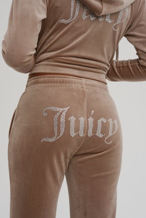 Juicy Couture Velour Diamante Tracksuit Bottom Brune | JC-SN652126