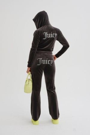 Juicy Couture Velour Diamante Tracksuit Bottom Svarte | JC-SN652148