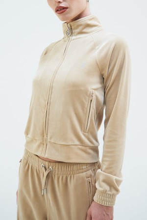 Juicy Couture Velour Diamante Tracktop Beige | JC-SN652096