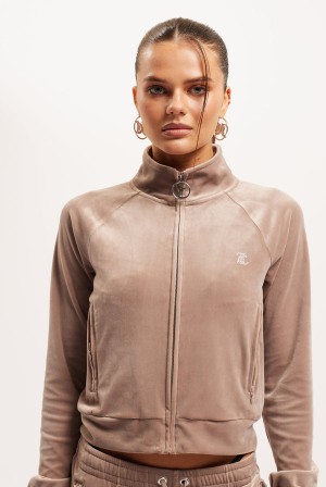 Juicy Couture Velour Diamante Tracktop Brune | JC-SN652127