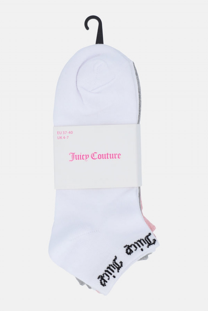 Juicy Couture 3 Pack Contrast Logo Trainer Liners Multicolor | JC-SN652321