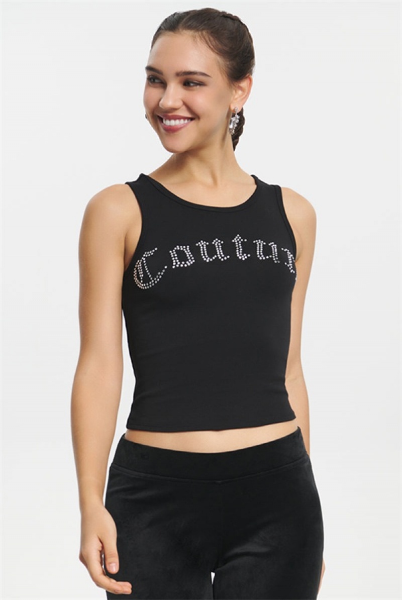 Juicy Couture Big Bling Couture Tank Top Svarte | JC-SN651645