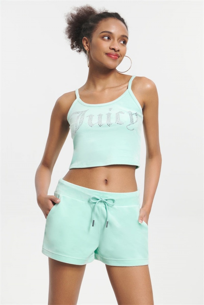 Juicy Couture Big Bling Velour Tank Top Mint | JC-SN651638