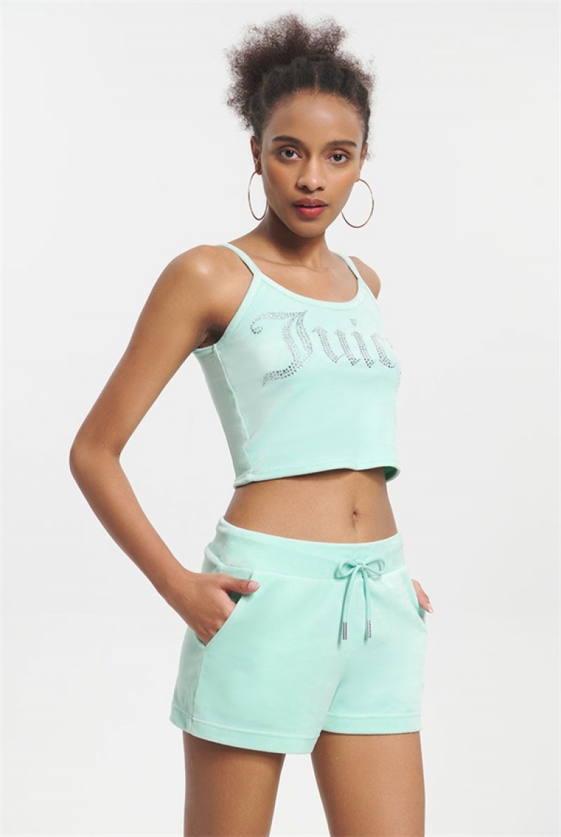 Juicy Couture Big Bling Velour Tank Top Mint | JC-SN651638