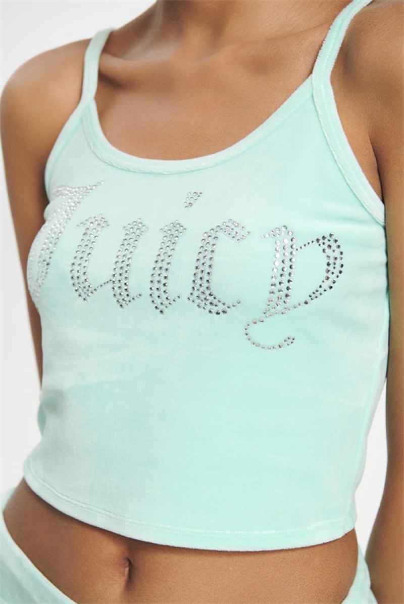 Juicy Couture Big Bling Velour Tank Top Mint | JC-SN651638