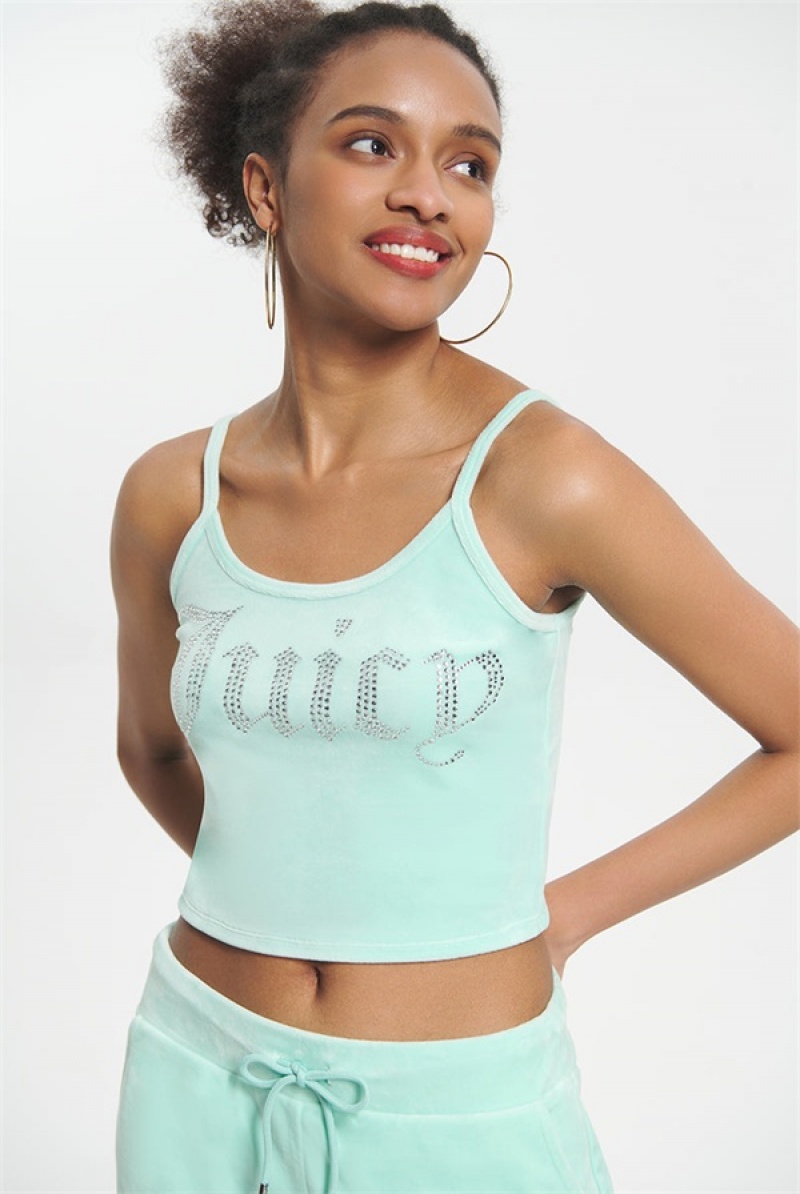 Juicy Couture Big Bling Velour Tank Top Mint | JC-SN651638