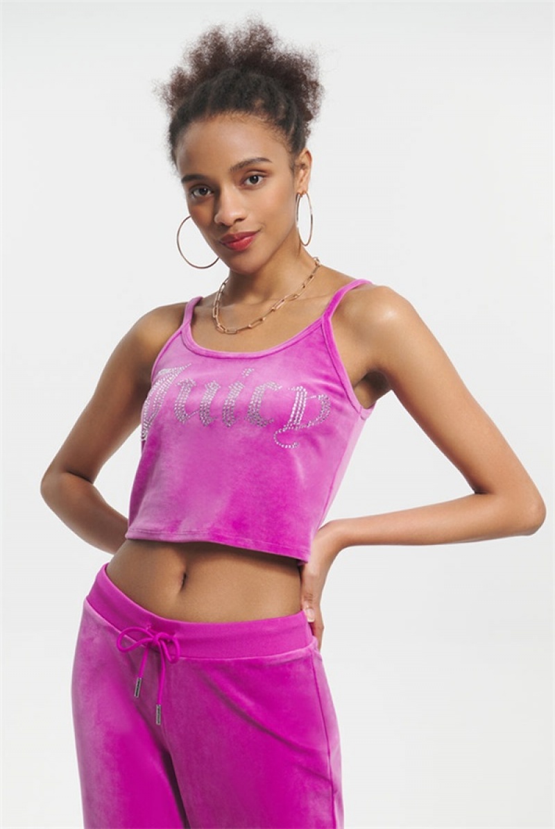 Juicy Couture Big Bling Velour Tank Top Lilla | JC-SN651641