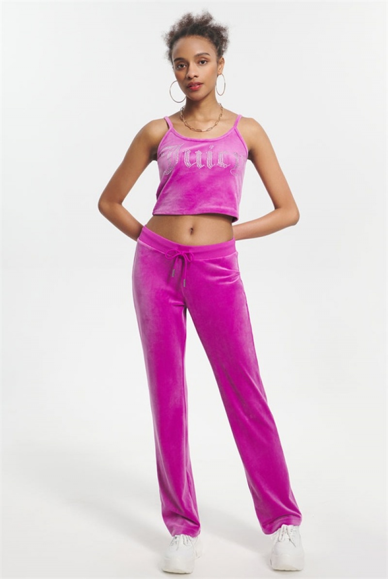 Juicy Couture Big Bling Velour Tank Top Lilla | JC-SN651641