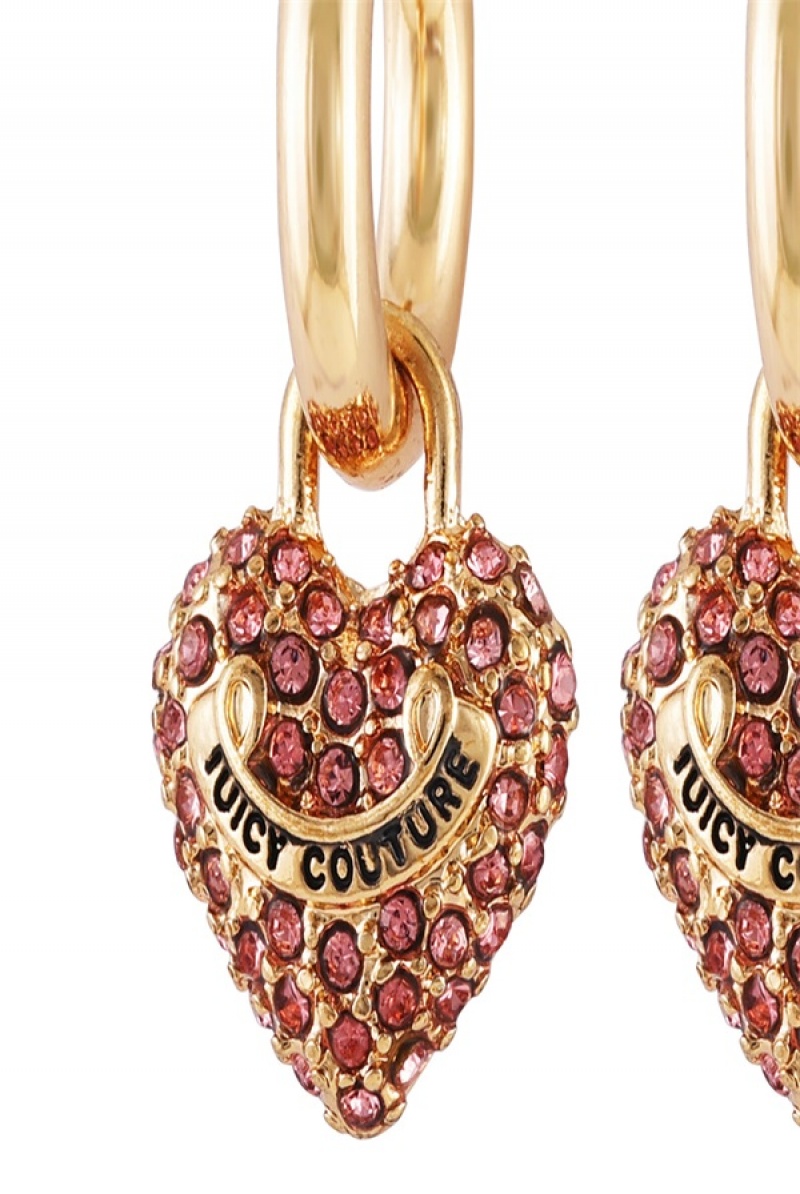 Juicy Couture Bling Heart Hoop Earrings Gull | JC-SN651895