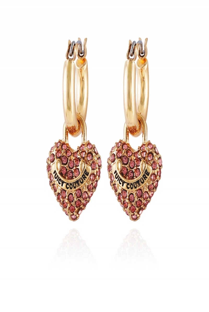 Juicy Couture Bling Heart Hoop Earrings Gull | JC-SN651895