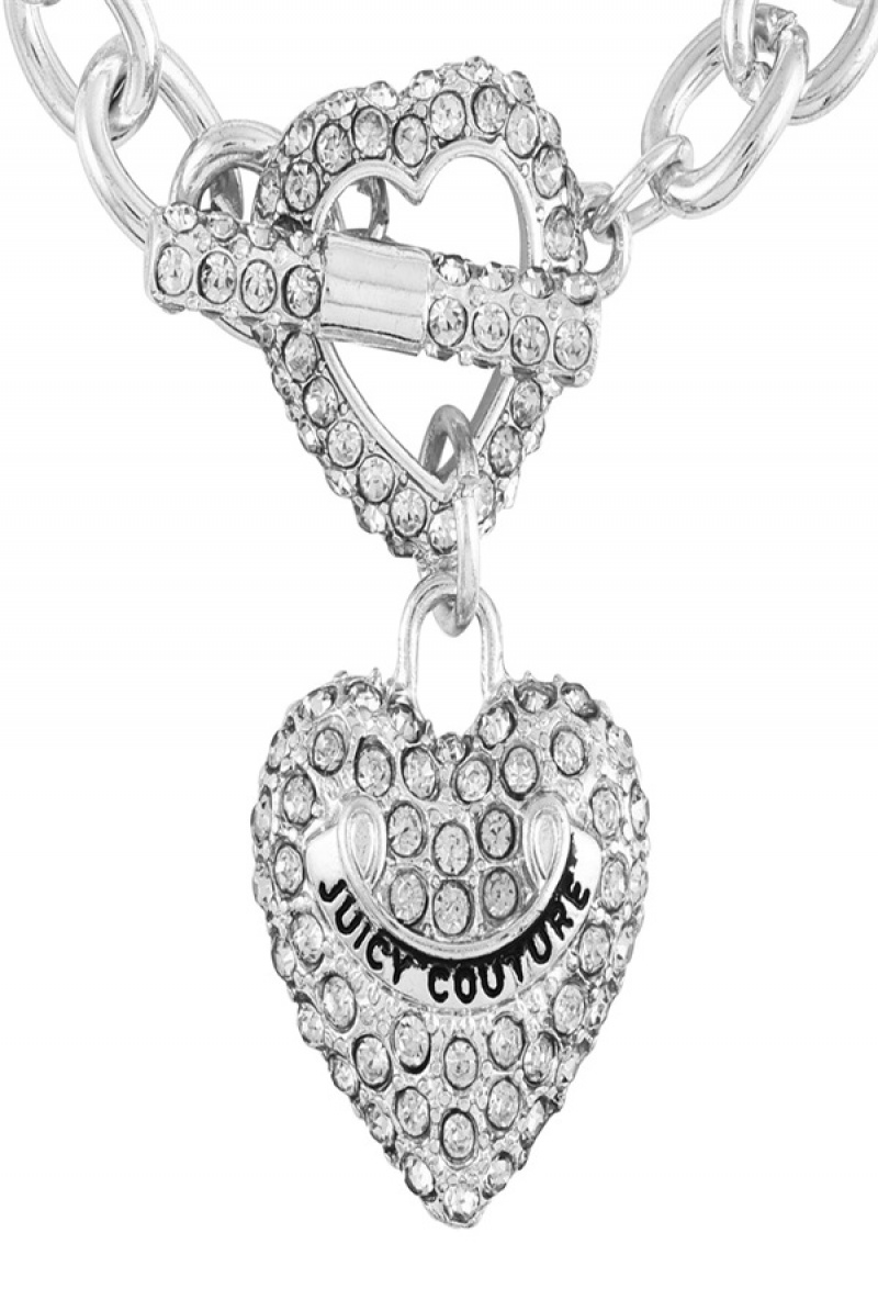 Juicy Couture Bling Heart Pendant Charm Bracelet Sølv | JC-SN651890