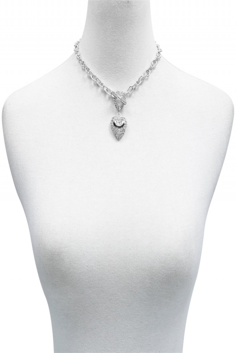 Juicy Couture Bling Heart Pendant Charm Necklace Sølv | JC-SN651901