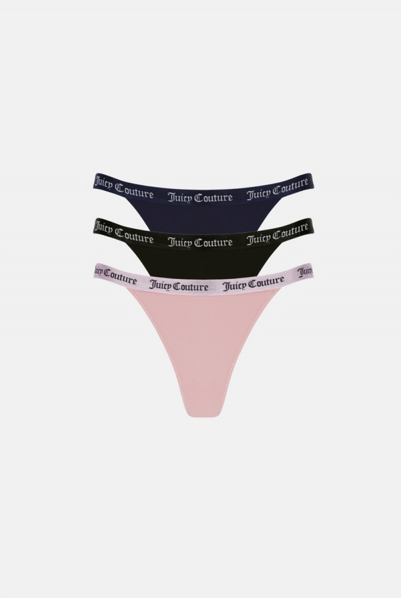 Juicy Couture Blonder Trim Tanga Briefs Pack X3 Multicolor | JC-SN652241