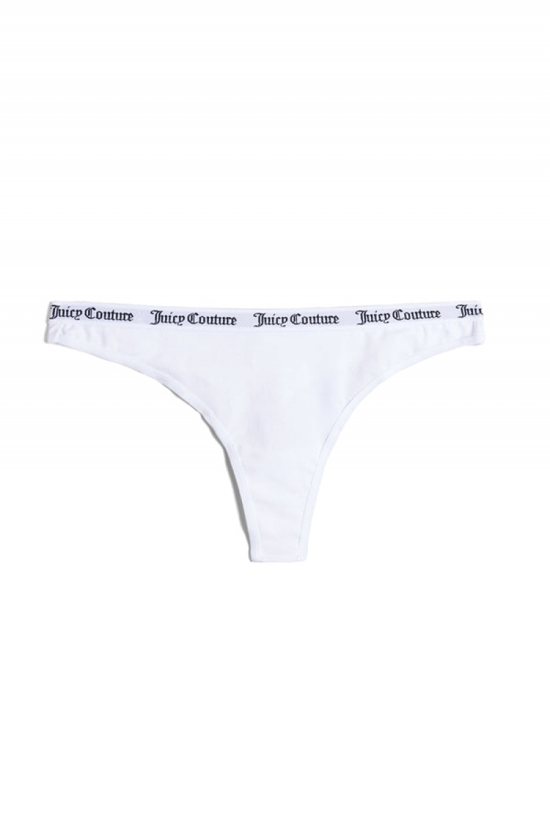 Juicy Couture Bomull Branded Thong Hvite | JC-SN652255