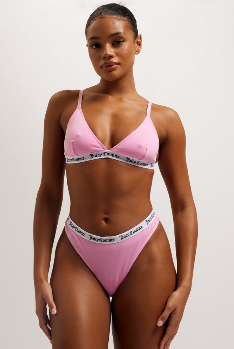 Juicy Couture Bomull Branded Thong Rosa | JC-SN652257