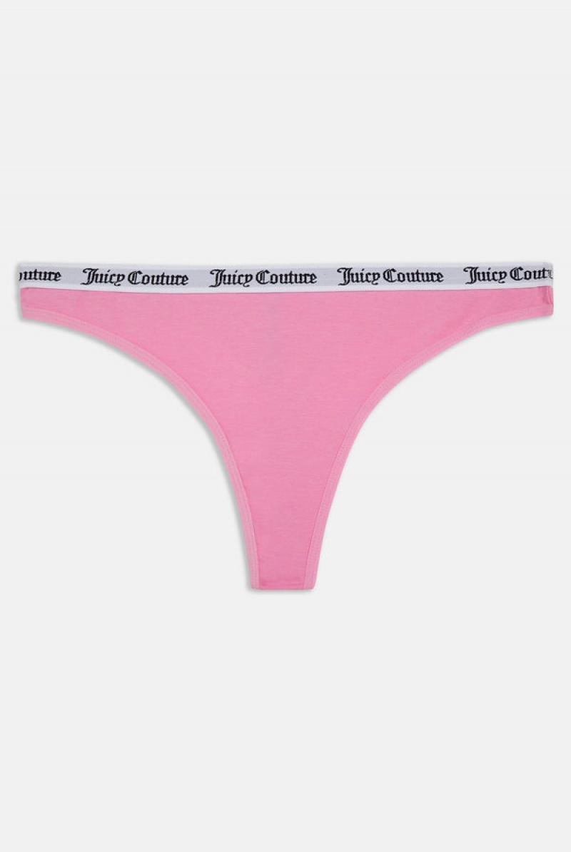 Juicy Couture Bomull Branded Thong Rosa | JC-SN652257