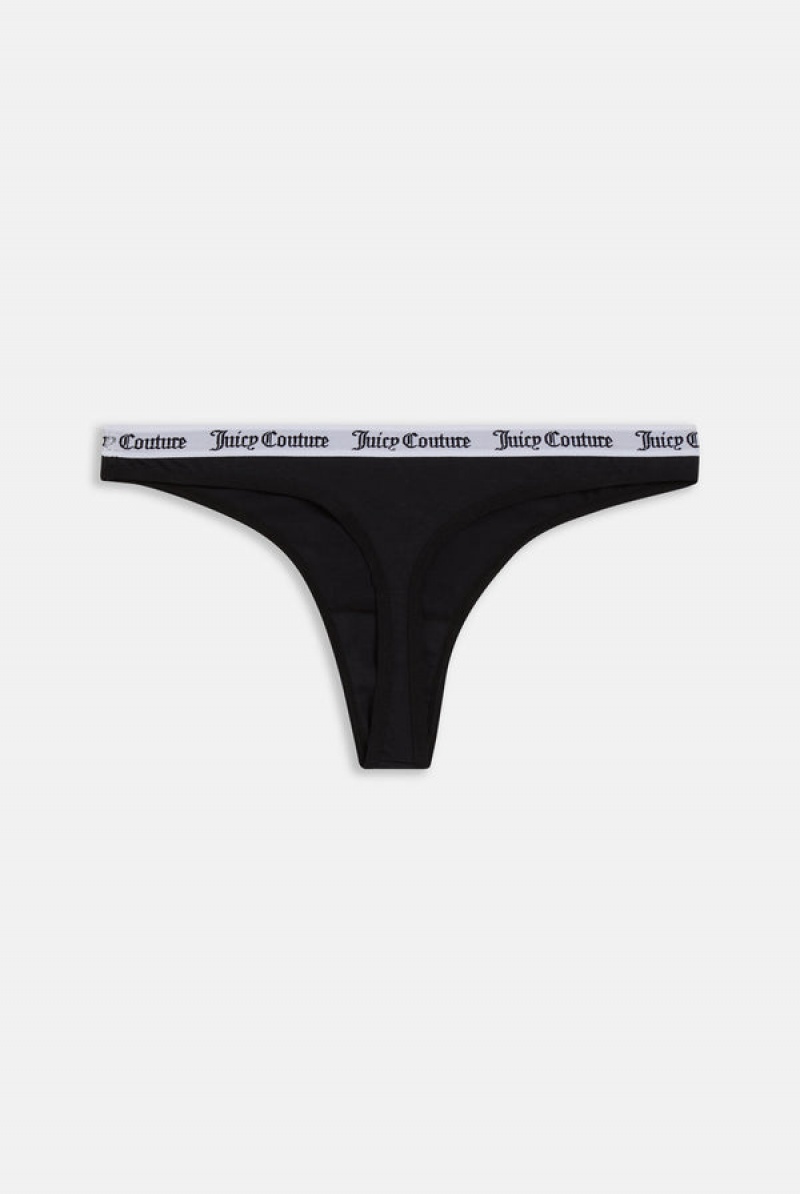 Juicy Couture Bomull Branded Thong Svarte | JC-SN652256