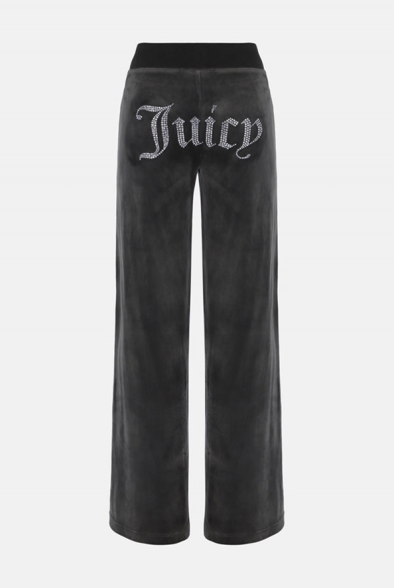 Juicy Couture Brede Leg Diamante Track Pants Svarte | JC-SN651966