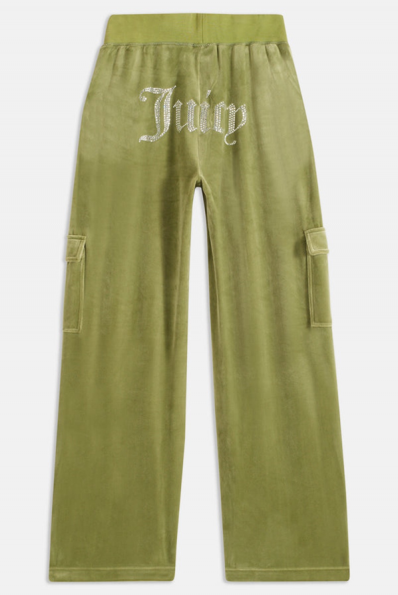 Juicy Couture Cargo Velour Diamante Trouser Grønn | JC-SN651987