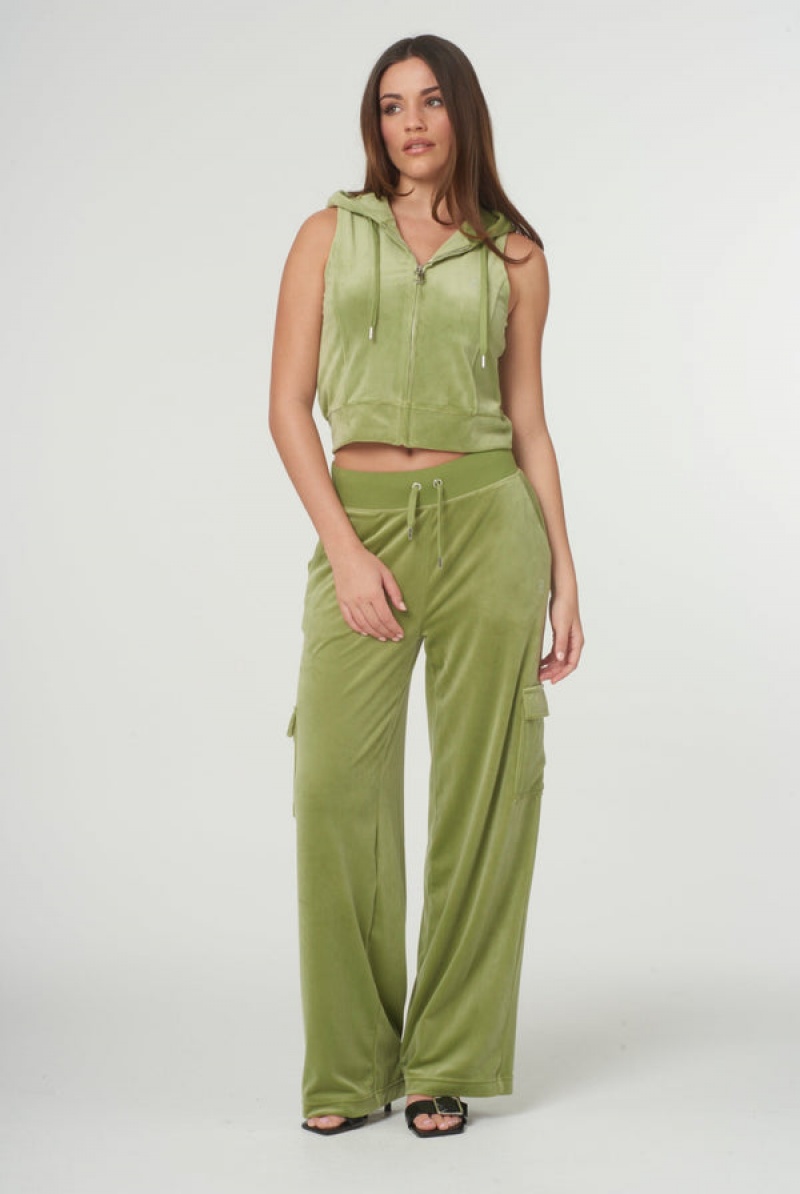 Juicy Couture Cargo Velour Diamante Trouser Grønn | JC-SN651987