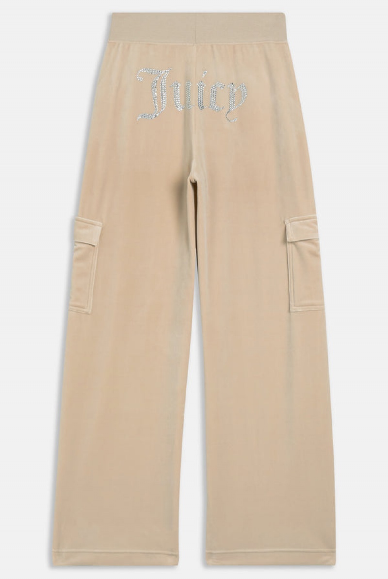 Juicy Couture Cargo Velour Diamante Trouser Brune | JC-SN651997