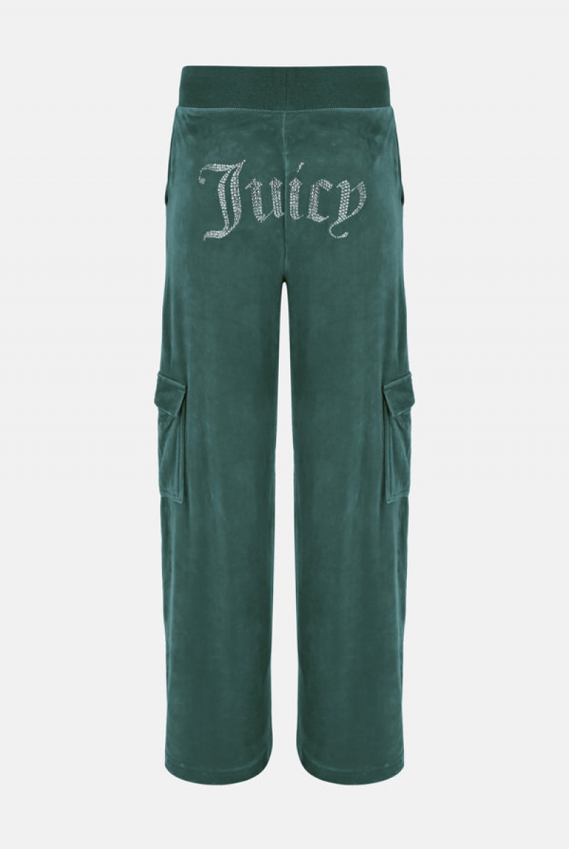 Juicy Couture Cargo Velour Diamante Trouser Grønn | JC-SN652006