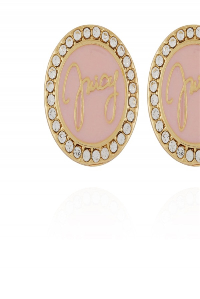 Juicy Couture Circle Rhinestone Stud Earrings Rosa | JC-SN651900