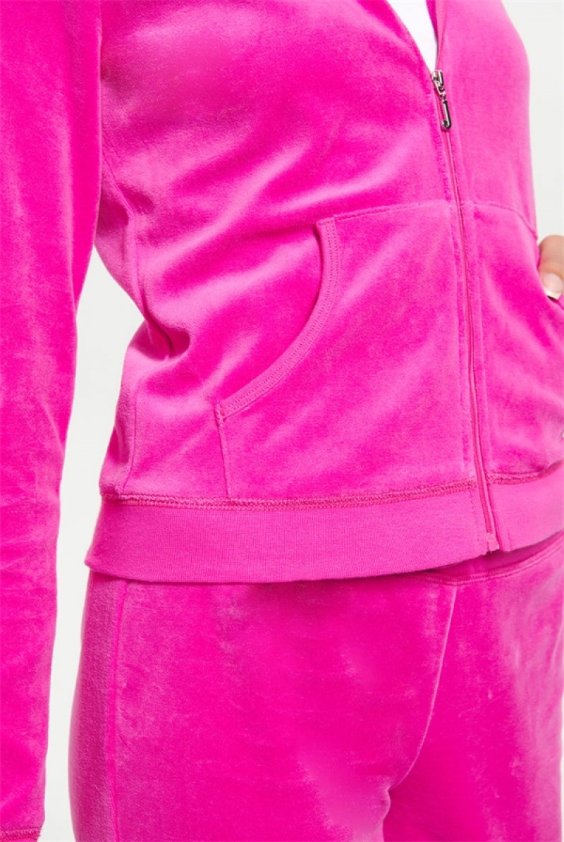 Juicy Couture Classic Bomull Velour Hoodie Rosa | JC-SN651526