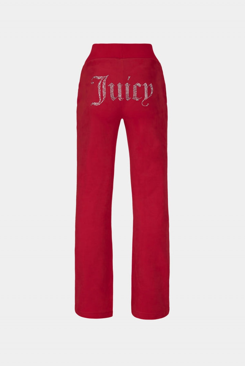 Juicy Couture Classic Velour Del Ray Diamante Bottoms Rød | JC-SN652062