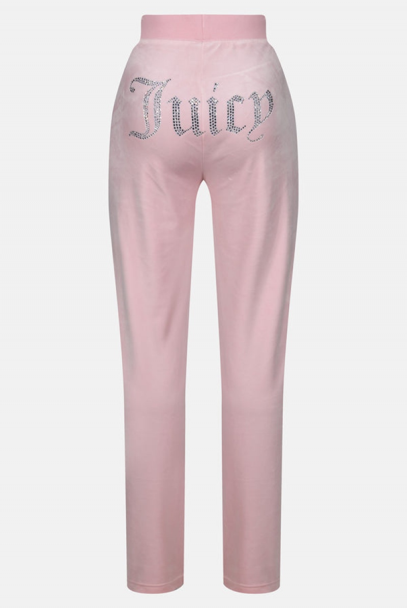 Juicy Couture Classic Velour Del Ray Diamante Bottoms Rosa | JC-SN652071