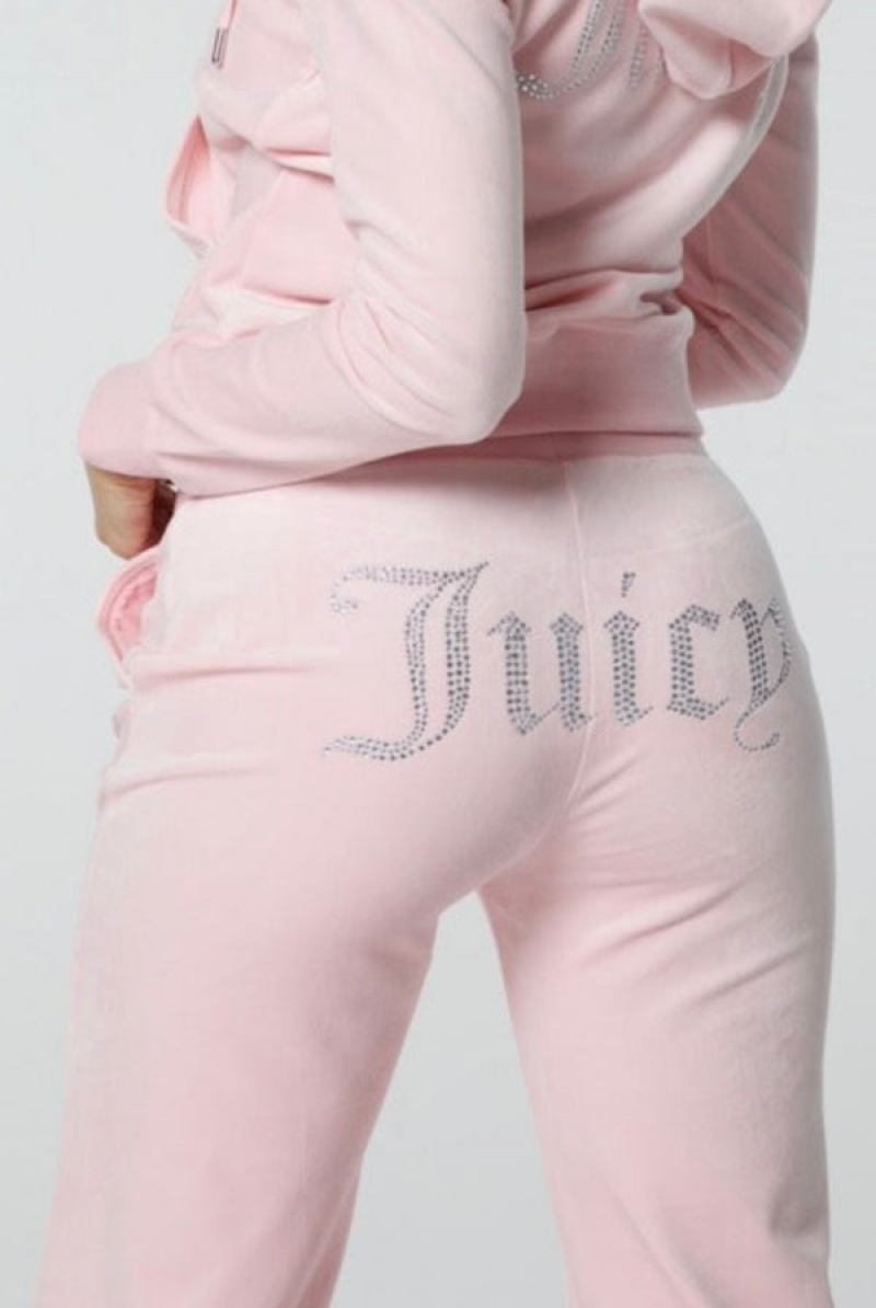 Juicy Couture Classic Velour Del Ray Diamante Bottoms Rosa | JC-SN652071