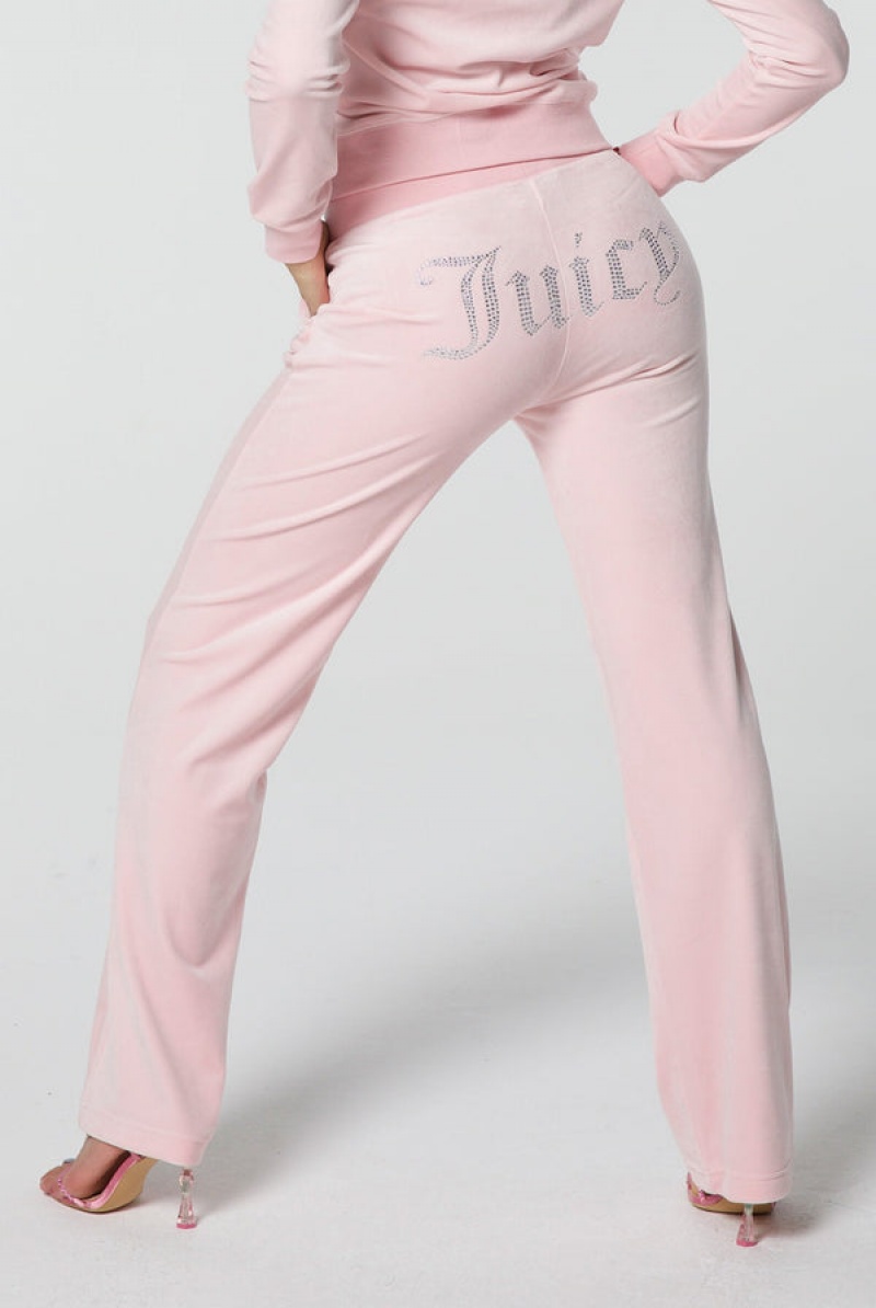 Juicy Couture Classic Velour Del Ray Diamante Bottoms Rosa | JC-SN652071