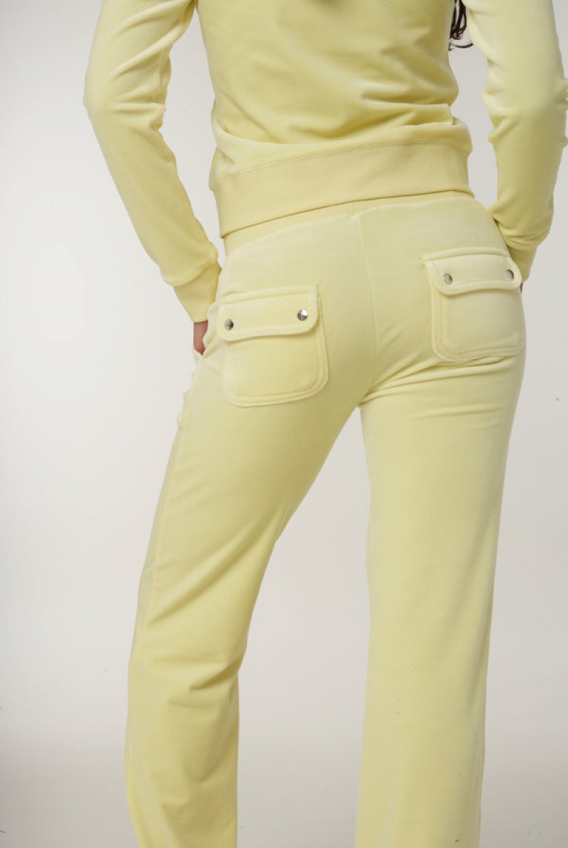 Juicy Couture Classic Velour Del Ray Pocketed Bottoms Gul | JC-SN651972