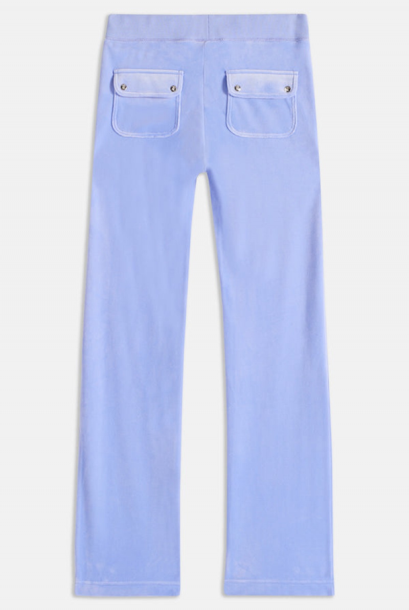 Juicy Couture Classic Velour Del Ray Pocketed Bottoms Blå | JC-SN651990