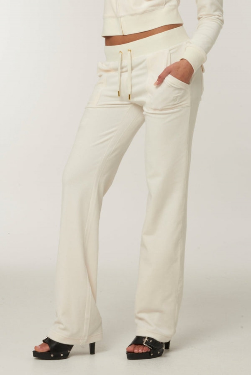 Juicy Couture Classic Velour Del Ray Pocketed Bottoms Pisket Krem | JC-SN651991