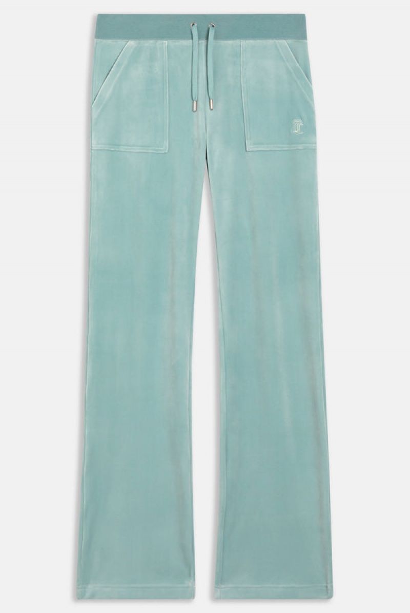 Juicy Couture Classic Velour Del Ray Pocketed Bottoms Blå | JC-SN651999