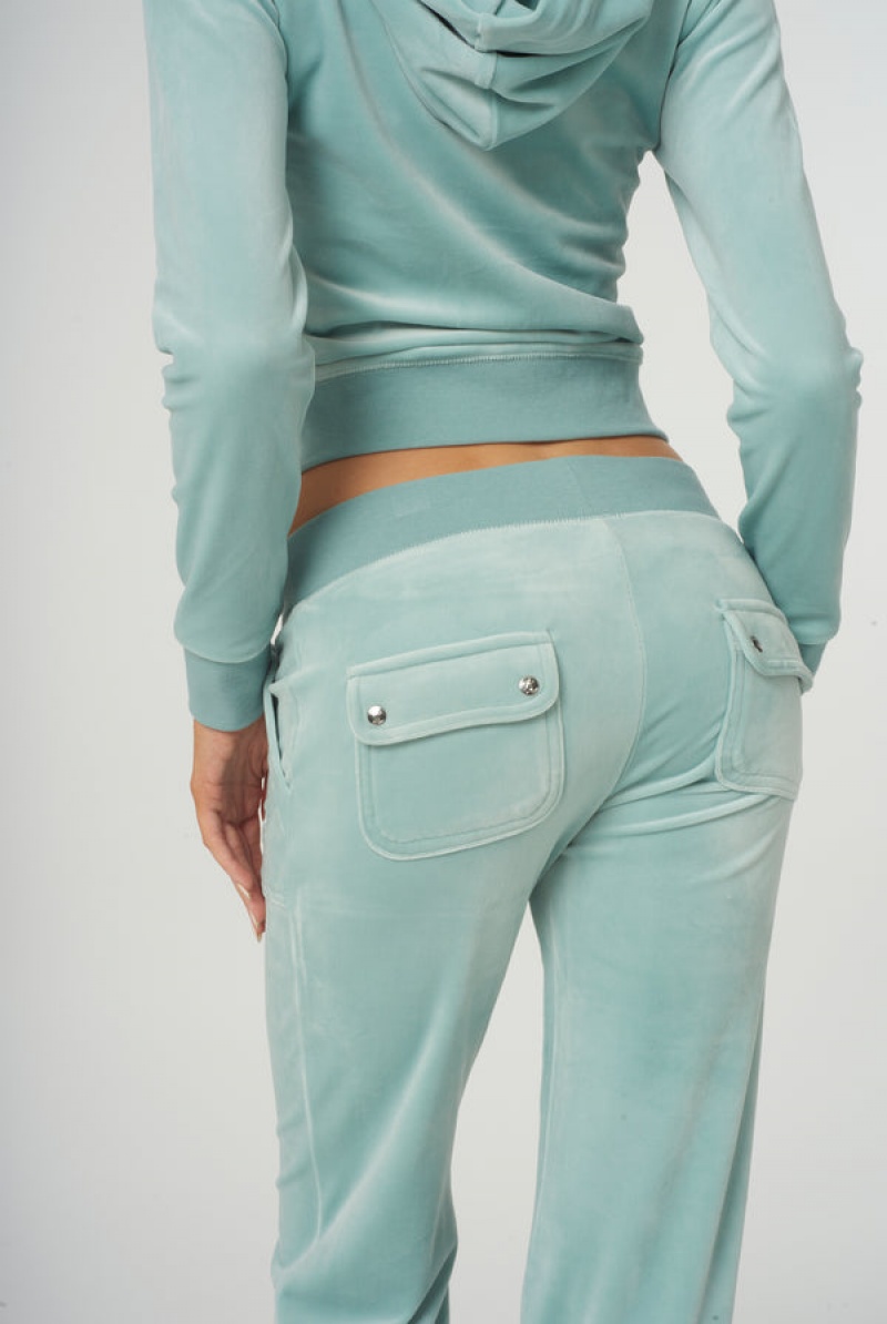 Juicy Couture Classic Velour Del Ray Pocketed Bottoms Blå | JC-SN651999