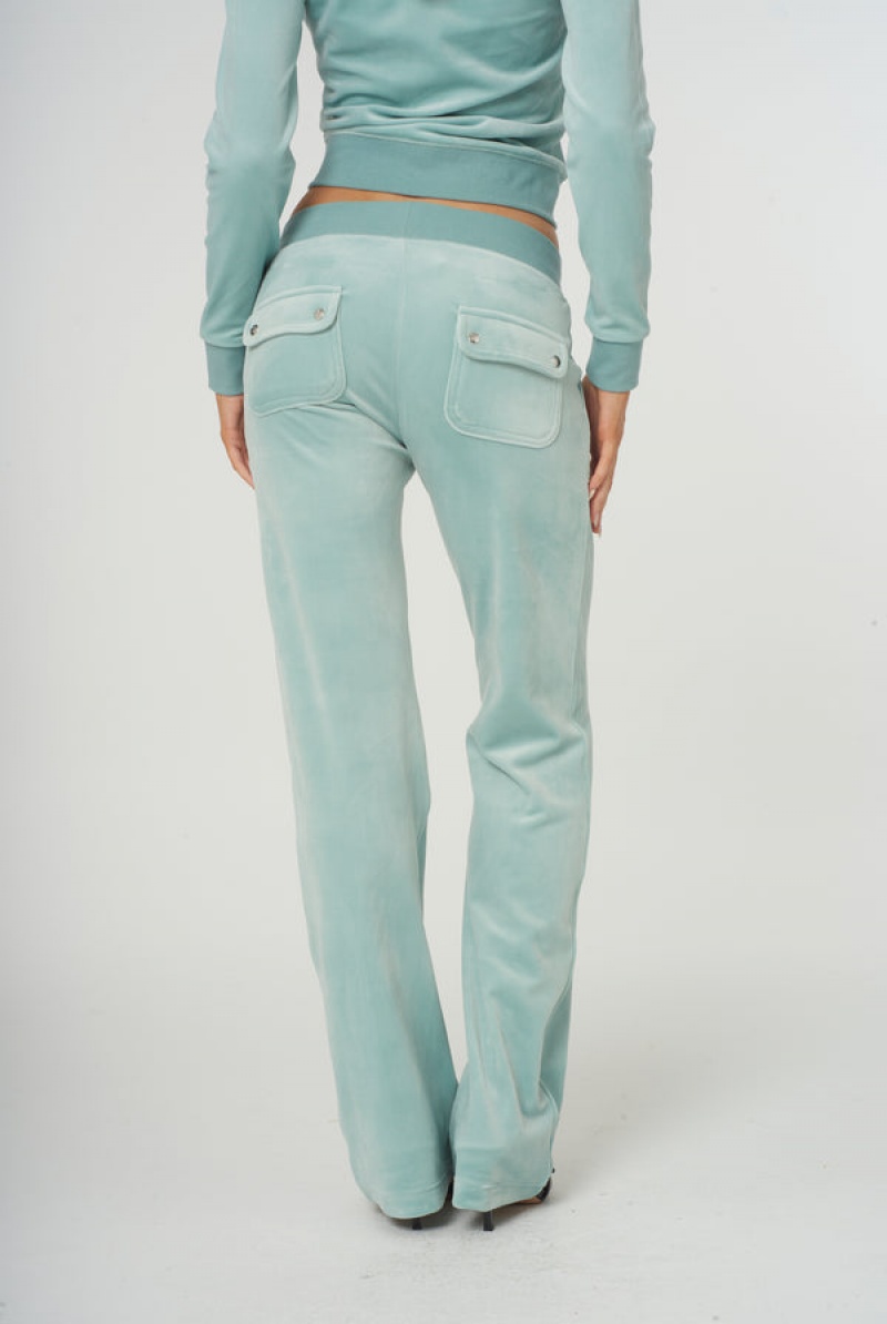 Juicy Couture Classic Velour Del Ray Pocketed Bottoms Blå | JC-SN651999