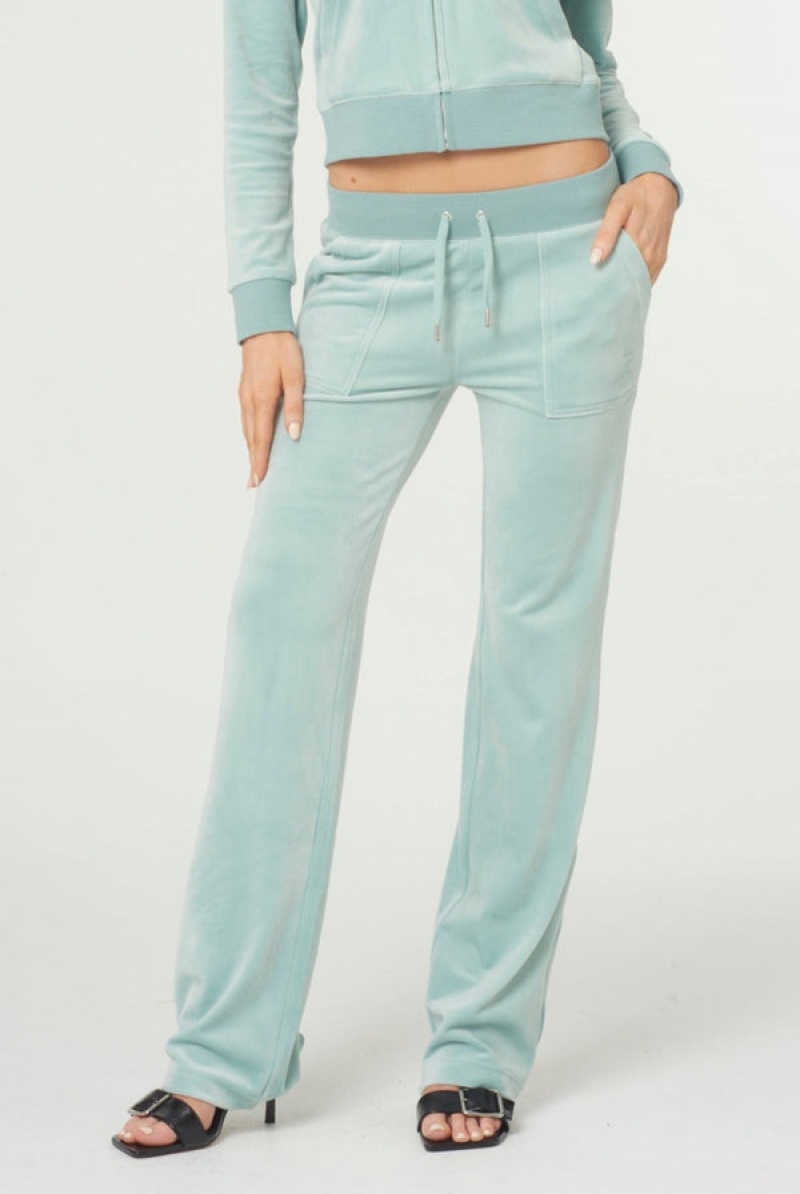 Juicy Couture Classic Velour Del Ray Pocketed Bottoms Blå | JC-SN651999