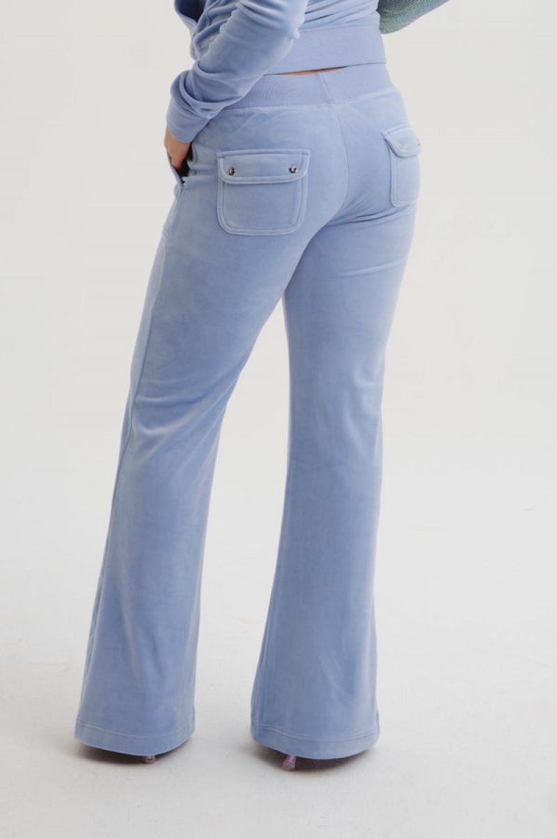 Juicy Couture Classic Velour Del Ray Pocketed Bottoms Blå | JC-SN652025