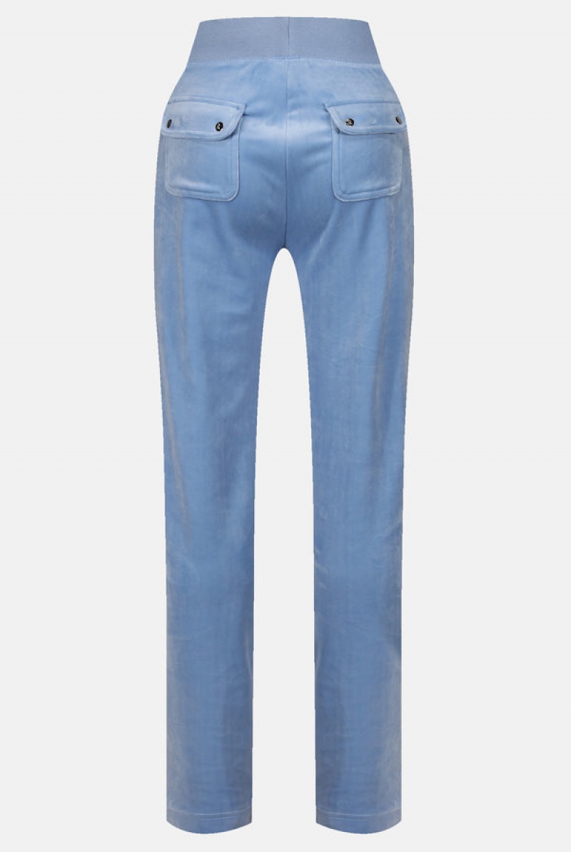 Juicy Couture Classic Velour Del Ray Pocketed Bottoms Blå | JC-SN652025