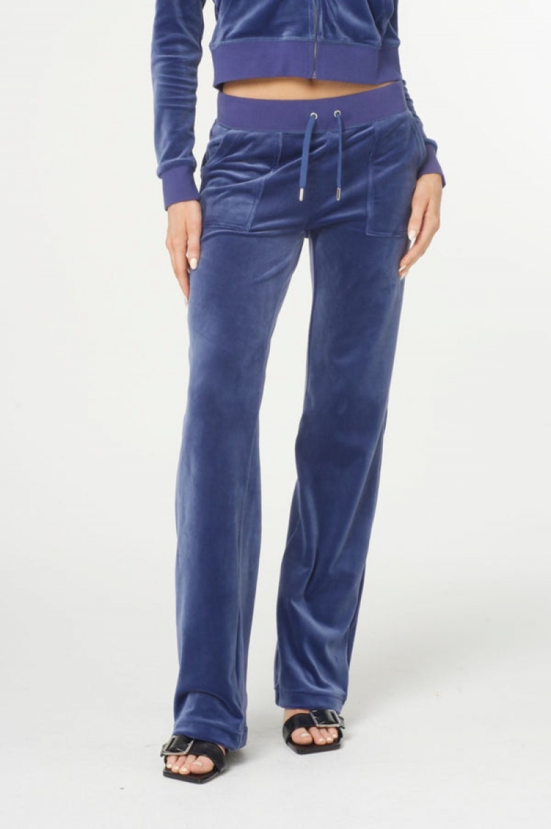 Juicy Couture Classic Velour Del Ray Pocketed Bottoms Grå Blå | JC-SN652026