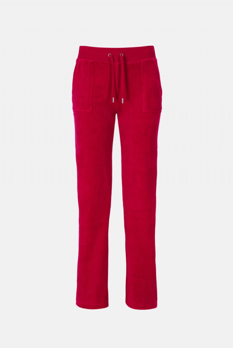 Juicy Couture Classic Velour Del Ray Pocketed Bottoms Rød | JC-SN652037