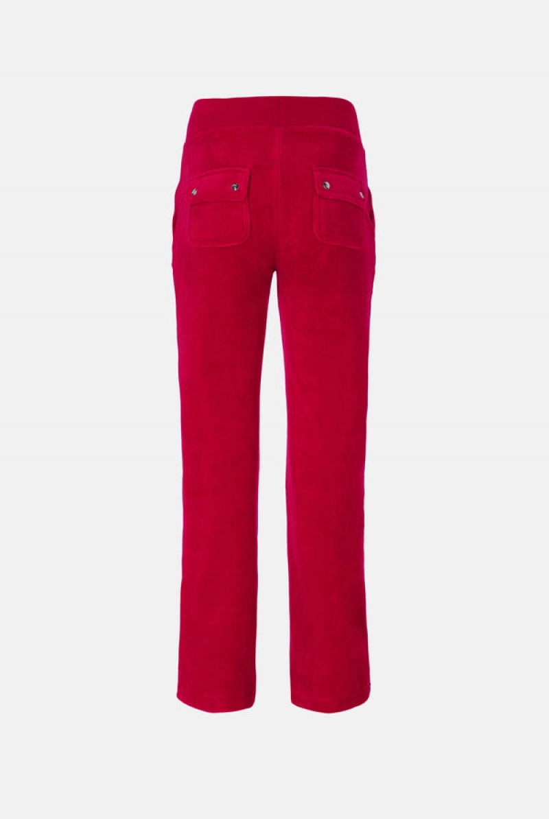 Juicy Couture Classic Velour Del Ray Pocketed Bottoms Rød | JC-SN652037