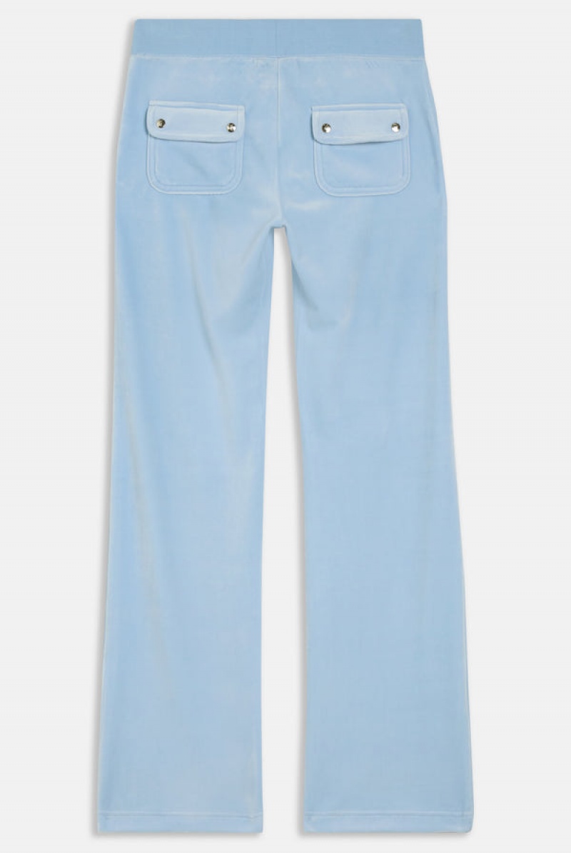 Juicy Couture Classic Velour Del Ray Pocketed Bottoms Blå | JC-SN652047