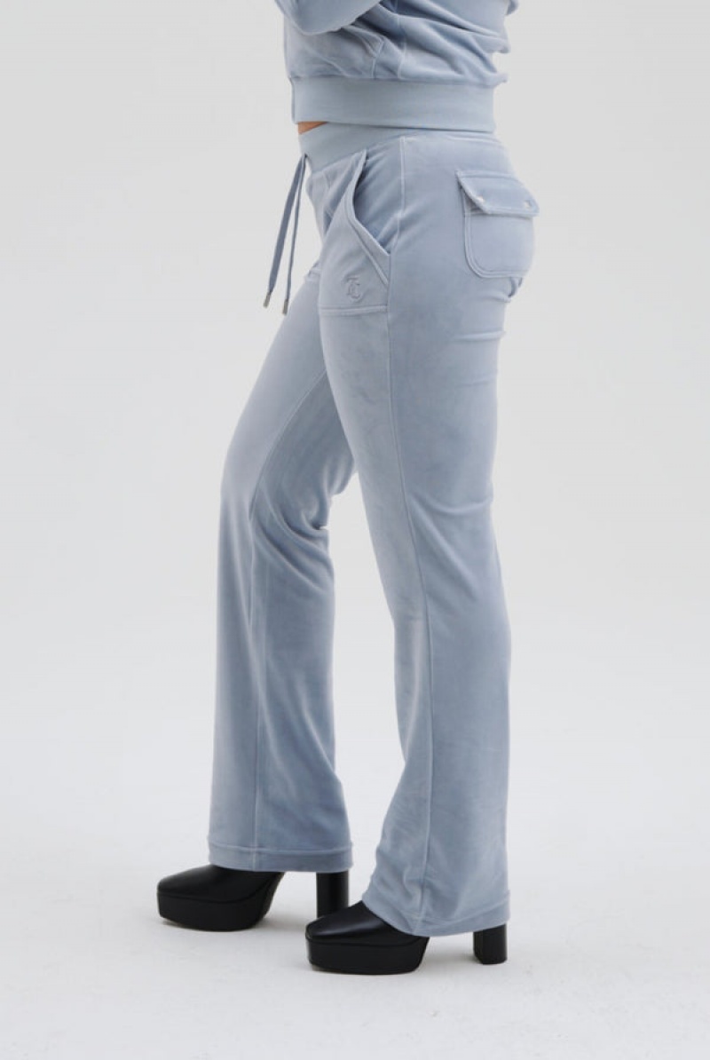 Juicy Couture Classic Velour Del Ray Pocketed Bottoms Blå | JC-SN652070