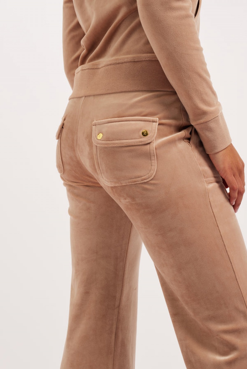 Juicy Couture Classic Velour Del Ray Pocketed Bottoms Beige | JC-SN652117