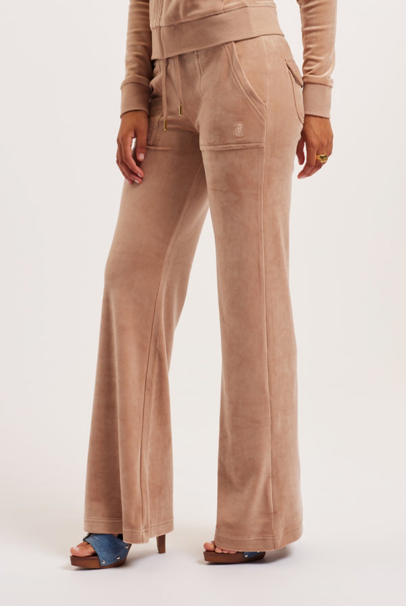 Juicy Couture Classic Velour Del Ray Pocketed Bottoms Beige | JC-SN652117