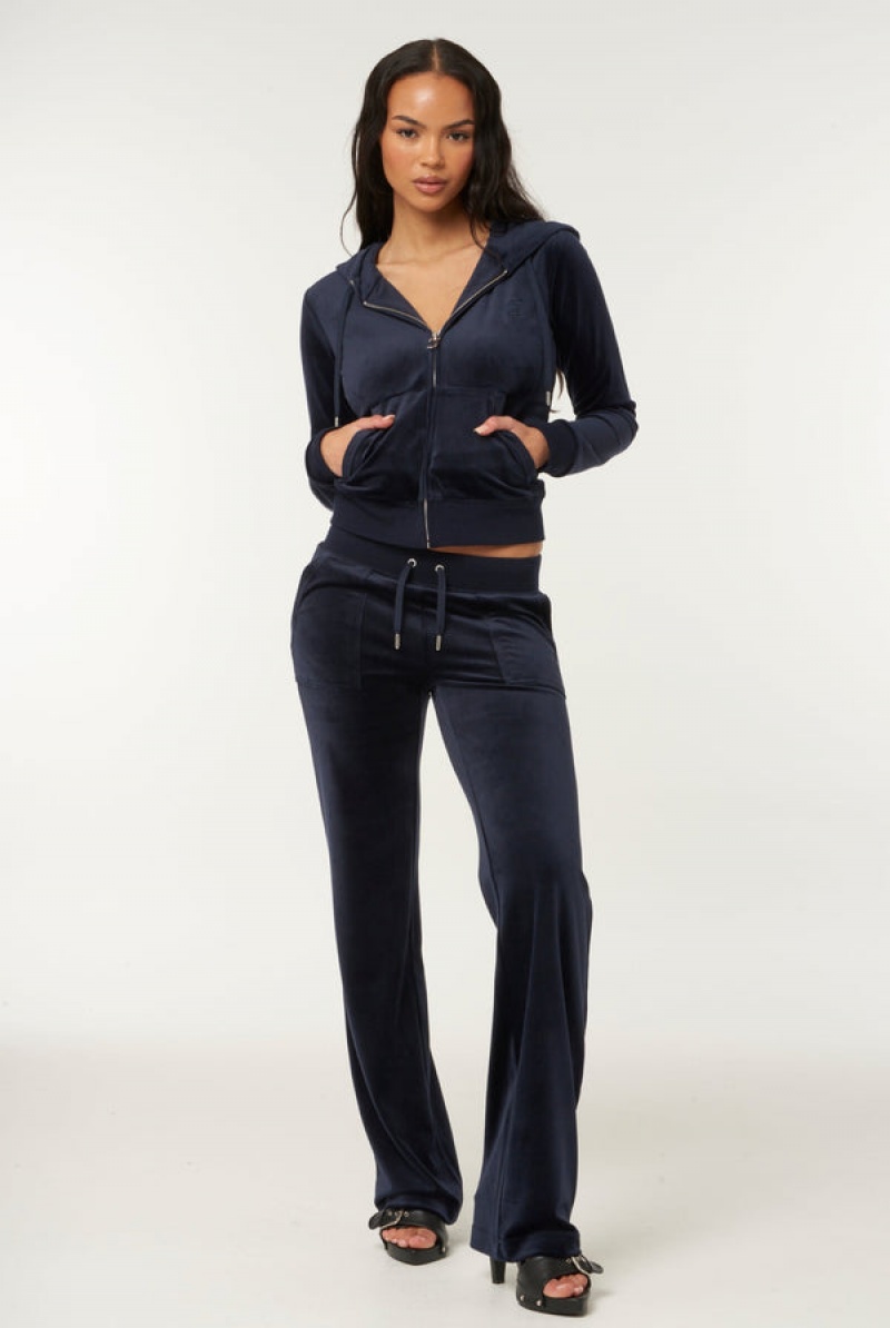 Juicy Couture Classic Velour Del Ray Pocketed Bottoms Blå | JC-SN652131