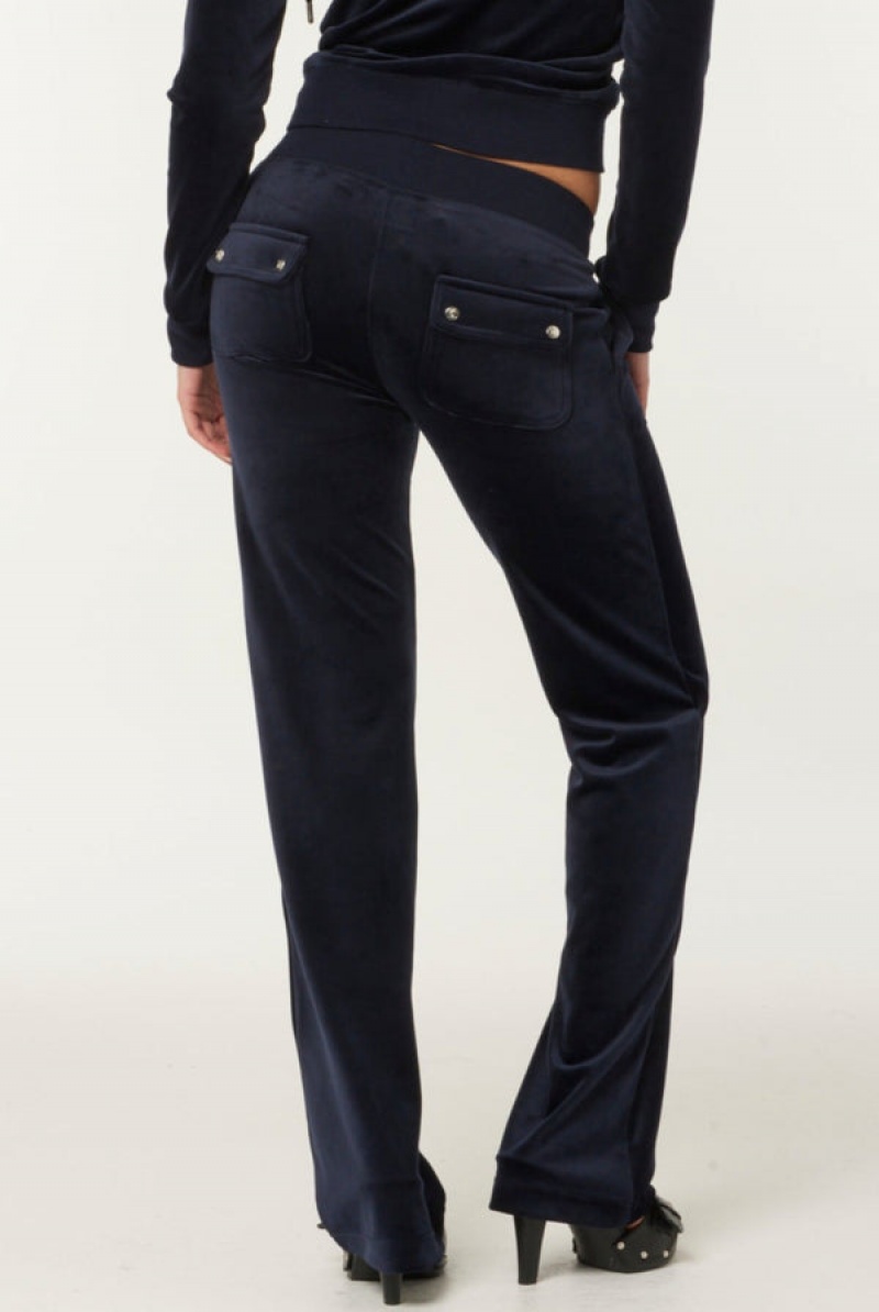 Juicy Couture Classic Velour Del Ray Pocketed Bottoms Blå | JC-SN652131